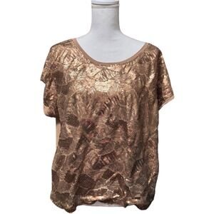 Forever 21+ Plus Size Bronze Sequin Top 1X Short Sleeve Party Glam